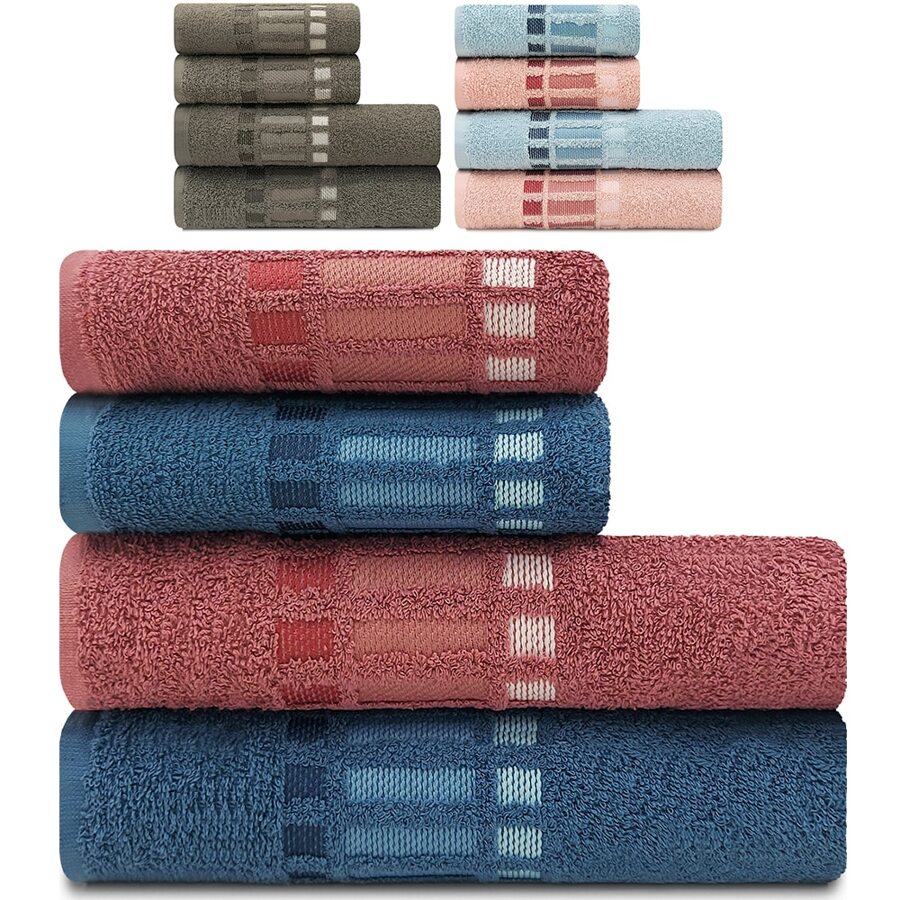 Emcompre Bossa Camesa 4-Piece Bath And Face Towel Set - Màu xanh hải quân - Xem 1