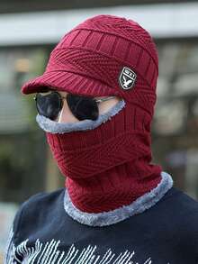 1 件装男士针织帽，户外骑行保暖内衬无檐便帽，防寒护耳针织帽，适合冬季户外使用（颜色随机）冬帽 - 黑色 - 查看 7