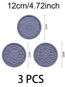 lovely flower Set Of 3pcs Traditional Round Silicone Coaster,Cup Mat Kitchen Table Heat-Resistant Coasters And Thick Insulation Pads//Coaster Set For Home Decor Tabletop Protection Suitable For Kinds Of Cups