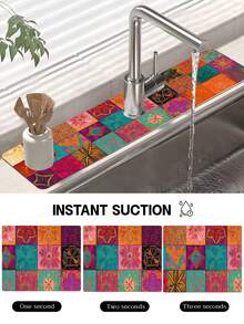 1 tấm thảm chống thấm nước chống ẩm thời trang, chất liệu polyester bền, thích hợp cho nhà bếp và phòng tắm, cốc hút nước bùn Diella đa năng, thấm nước khô nhanh, thảm chống bắn nước cho vòi phòng tắm, phụ kiện nhà bếp và bàn, trang trí bàn trang điểm, trang trí phòng tắm, có thể làm quà tặng, trang trí nhà cửa, đẹp và thiết thực, thiết kế sáng tạo - Nhiều màu - Xem 7