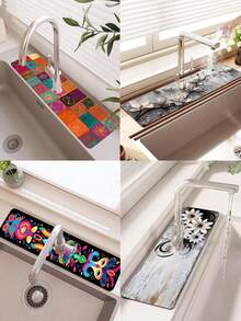 1 tấm thảm chống thấm nước chống ẩm thời trang, chất liệu polyester bền, thích hợp cho nhà bếp và phòng tắm, cốc hút nước bùn Diella đa năng, thấm nước khô nhanh, thảm chống bắn nước cho vòi phòng tắm, phụ kiện nhà bếp và bàn, trang trí bàn trang điểm, trang trí phòng tắm, có thể làm quà tặng, trang trí nhà cửa, đẹp và thiết thực, thiết kế sáng tạo - Nhiều màu - Xem 1