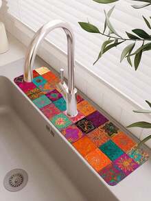 1 tấm thảm chống thấm nước chống ẩm thời trang, chất liệu polyester bền, thích hợp cho nhà bếp và phòng tắm, cốc hút nước bùn Diella đa năng, thấm nước khô nhanh, thảm chống bắn nước cho vòi phòng tắm, phụ kiện nhà bếp và bàn, trang trí bàn trang điểm, trang trí phòng tắm, có thể làm quà tặng, trang trí nhà cửa, đẹp và thiết thực, thiết kế sáng tạo - Nhiều màu - Xem 2