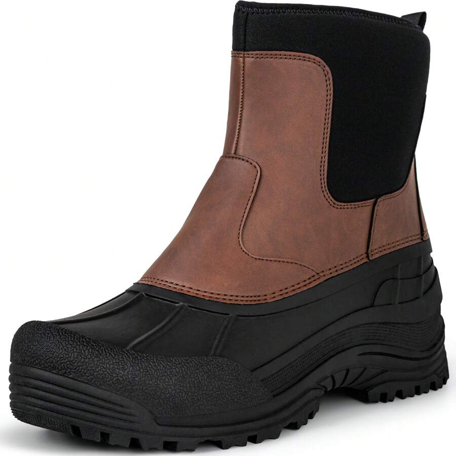 Snow Boots For Men Waterproof Insulated Mens Snow Boots Winter Boots For Men Winter Hiking Shoes High Traction Men's Military Tactical Boots - màu nâu - Xem 1