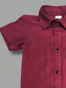 Children's Set Boy Shirt And Shorts Comfortable In Viscolinho - Màu Đỏ Sâu - Xem 3