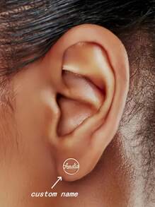 1 对金色银色优雅定制名字不锈钢耳环 - 时尚个性化配饰，适合日常佩戴并赠送感恩节圣诞节万圣节母亲节狂欢节 - 彩色 - 查看 1