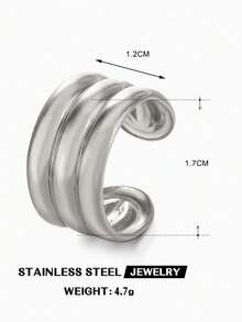 1 chiếc nhẫn tròn trơn không đối xứng bằng thép không gỉ thời trang cổ điển, nhẫn hở phong cách hiphop hợp thời trang mạ vàng 18K - Nhiều màu - Xem 7