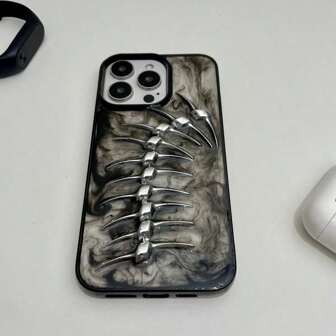 手工DIY克苏鲁水墨混合3D透明ins风哥特朋克暗黑个性复古立体龙骨鱼骨手机壳适用于15款潮人17,16,14,13,12,11