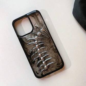 Handmade DIY Cthulu Ink Wash Blending 3D Transparent Ins Style Goth Punk Dark Personalized Retro Stereo Keel Fish Bone For 15 Phone Cases Hipster 17,16 14,13,12,11