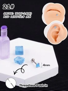 1 chiếc khuyên tai thời trang bằng đá Rhinestone trang trí bằng titan không cần xỏ chỉ màu 5A Zirconia hình hoa tai hình trái tim hình bướm G23 cấp độ cấy ghép khuyên tai hình hoa hồng - Nhiều màu - Xem 17