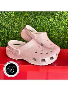 Women's Girls' Sandals Glitter Casual Light And Soft Croks Shiny Adult And Children's - 米色 - 查看 2