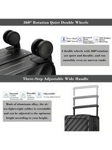 Sea Choice 55cm Carry On Luggage With Front Laptop Compartment Lock Pocket Hard Shell PC Aluminum Frame Closure Spinner Travel Trolley With YKK Zipper TSA Lock - Black - View 3