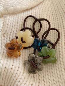 5/1 件（S）墨水纹理花卉头带 - 高弹性头带 - 经典百搭 - 适合日常通勤 - 纯色印花头带 - 彩色 - 查看 1