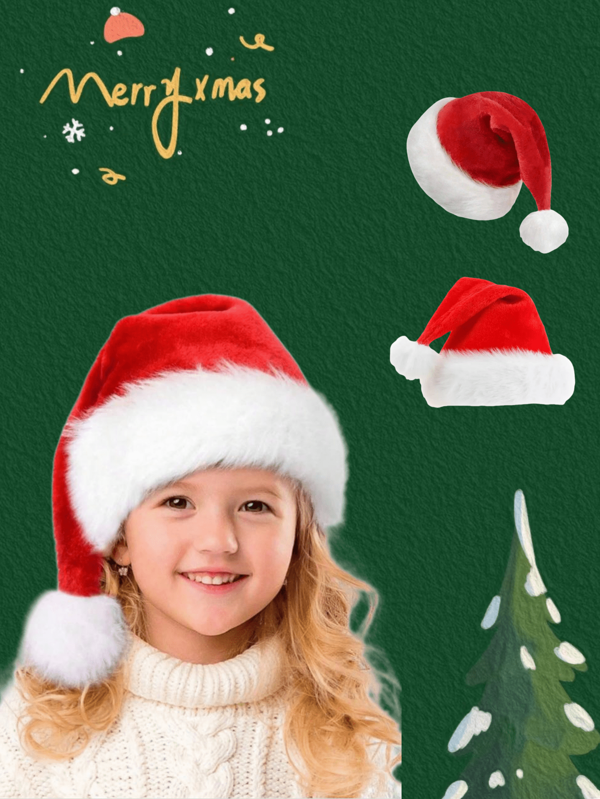 1pc Santa Hat, Santa Hat, Santa Holiday Hat Adult Red Neutral Style Double Thickness Velvet Warm And Comfortable New Year's Holiday Party