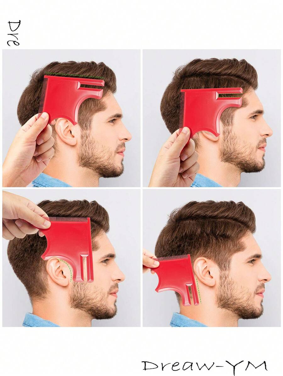 2 Pieces Beard Guide Shaping Template Tools Mustache Lineup Stencil Hairline Hair Cutting Beard