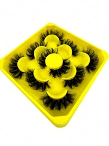 全新 5 对睫毛化妆柔软蓬松 3D 假睫毛浓密手工制作卷翘自然假睫毛狐狸眼睫毛猫眼睫毛翼状眼尾纤长睫毛蓬松柔软自然纤长仿貂皮假睫毛假睫毛条状睫毛、睫毛、睫毛、假睫毛 - 黑色 - 查看 5