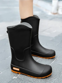 Fesd Ts Giày đi mưa thời trang cao đến giữa bắp chân dành cho nữ, giày đi mưa chống thấm nước, chống trượt dùng cho công việc bếp núc, làm vườn, rửa xe, đi chợ - màu đen - Xem 2