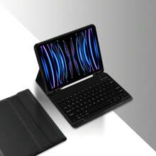 適用於ipad Pro 11英寸1、2代、12.9英寸3代、air 4、5、10.9英寸10代、ipad 7、8、9代、10.2英寸air3/pro 10.5英寸、air2、9.7英寸平板電腦的鍵盤套,附有筆槽 - 黑色 - 查看 8