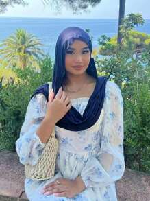 1 件柔软纯色头巾纯色长围巾阿拉伯针织头巾