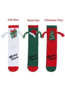 1 Cặp tất nam châm giữ tay Giáng sinh, tất ống dài cho các cặp đôi tất ấm áp, mềm mại, thoáng khí, chống mùi, chống mài mòn, dày thích hợp cho mùa đông ấm áp - Nhiều màu - Xem 2