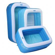 VG Plus Blue Rectangular Inflatable Pool 1,260 Liters 262 Cm PVC With Pump And Liner Vg+ - 藍色 - 查看 5