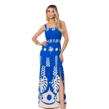 Long Viscose Dress - Azul - Ver 1