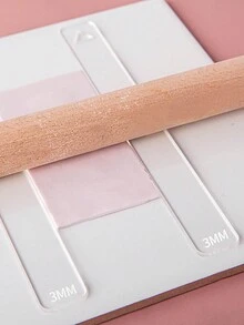 1 Set Of 2pcs 2mm/3mm/4mm/5mm/6mm Thickness Acrylic Resin Soft Clay Thickness Ruler Tiles, Flat Forming Mat And Ear Rings DIY Craft Tool - White - View 3