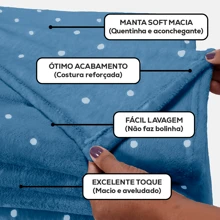 Double Blanket Anti-Allergic Microfiber Soft Polka Dot Pattern - Màu xanh lam - Xem 3