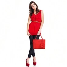 Perry Ellis PE Tote Type Lady Bag With Red Heart Purse - Red - View 1