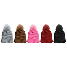 2 Piece Of Randomly Selected Women's Ultra Soft Stylish Winter Warm Knitted Fur Lined Pom Pom Beanie Hat, Cozy, Cold Weather, Comfortable Fit, Stretchy, Fashionable, Casual Wear, Outdoor, Thermal, Insulated, Everyday, Warm, Soft - 條紋 - 查看 8