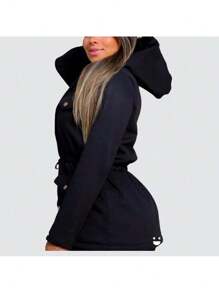 Max Women's Parka Coat With Lining - 黑色 - 查看 1
