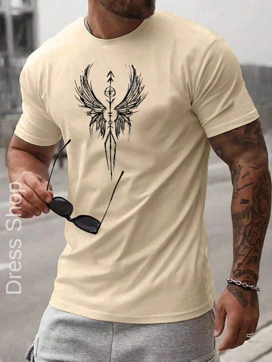 ASA Flecha Men's T-Shirt 100% Cotton Premium Knit Shirt - Màu be - Xem 1