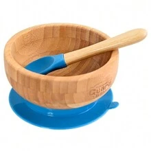 Bamboo Bowl Kit With Pink And Blue Suction Cup - Turminha Guará - 彩色 - 查看 3