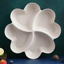 1 件開胃菜拼盤,不易碎的薯片和蘸醬分隔盤,4 格心形托盤,適合堅果、糖果、乾果、沙拉、零食 - 粉色 - 查看 2