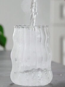 1 件 550ml 条纹玻璃咖啡杯（不带吸管），创意波浪形玻璃杯，美观的咖啡杯，夏季果汁杯，透明冷饮杯，独特的极简主义饮具，非常适合冰咖啡、奶茶、水，家庭和办公室使用，完美的礼物，送给朋友、同事、妈妈的精美母亲节礼物，适合家庭使用，适合女性，饮用奶茶杯和咖啡杯等饮料，返校用品 - 無色 - 查看 7