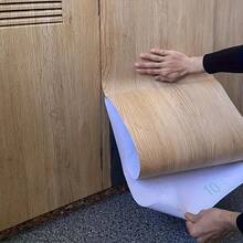 一卷自粘墙纸黄色木纹自粘可移除乙烯基墙纸，可清洗，石材和木材风格，适用于家具，桌子，橱柜，架子，抽屉衬里， - 黃色 - 查看 2