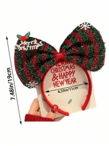 1pc 圣诞节蝴蝶结头带可爱防滑混合头带圣诞鹿角头带可爱头饰老人头带成人雪人发饰小礼物节日头饰 - 彩色 - 查看 12