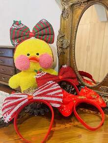 1pc 圣诞节蝴蝶结头带可爱防滑混合头带圣诞鹿角头带可爱头饰老人头带成人雪人发饰小礼物节日头饰 - 彩色 - 查看 5