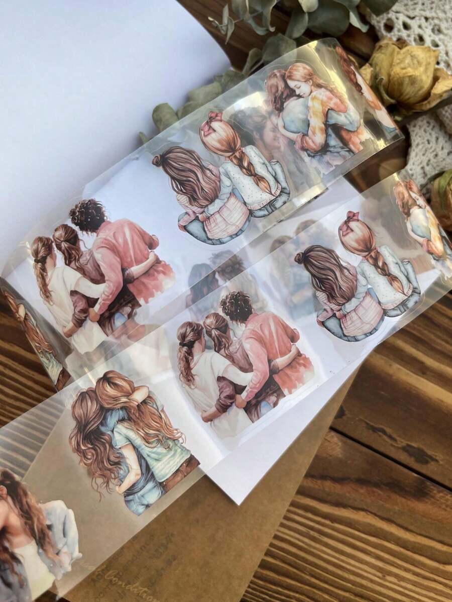 50mm*2M Waterproof Retro Human Figure PET Decor Washi Tape, Cute Girl Diary Scrapbook Craft Masking Tape For Decor And Layering Back To School