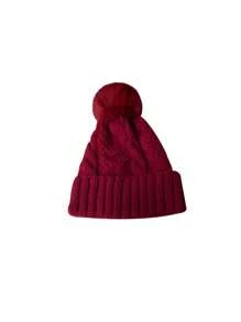 1pc New Knitted Winter Hat With Wide Brim, Fashion & Warm, Plain Color, Suitable For Teens & Women, Thermal Lined