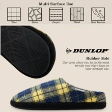 Dunlop Comfy Memory Foam Slippers Warm Faux Sheepskin Indoor/Outdoor Anti-Slip House Shoes Gift - Navy Blue - View 6
