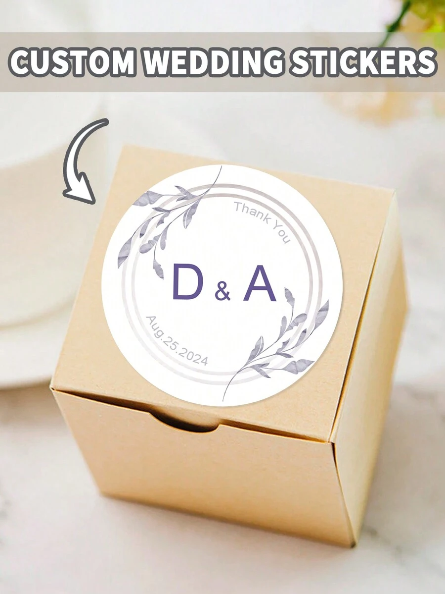 1 miếng dán cá nhân hóa cho đám cưới, nhãn dán đám cưới tùy chỉnh cho hộp quà tặng kẹo nến tiệc sinh nhật và túi chào mừng, nhãn quà tặng đám cưới, nhãn dán cảm ơn - Nhiều màu - Xem 1