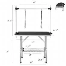 36''/42'' Dog Grooming Table, Adjustable Cat Drying Desktop With Arms, Nooses, Mesh Tray, Foldable Pet Station At Home, Maximum Capacity Up To 300Lb, 36inch, Black - 黑色 - 查看 8