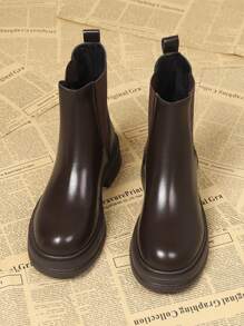 2024 New Spring/Autumn Women Chelsea Boots, Super Thick Sole Skinny Short Boots, Leather Women Shoes