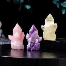 1 件装天然水晶簇点装饰和魔杖水晶塔用于疗愈家居装饰礼物 - 水晶柱晶簇 - 查看 6