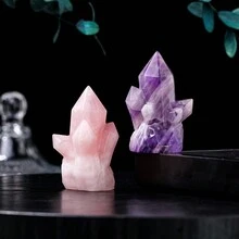 1 件装天然水晶簇点装饰和魔杖水晶塔用于疗愈家居装饰礼物 - 水晶柱晶簇 - 查看 5