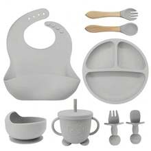 8-Piece Silicone Cutlery Set For Babies And Children - 粉色 - 查看 6