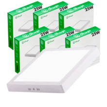 Kit 10 Led Ceiling Panel Light 25W Surface Mounted Econ Square Round Warm White Neutral - 中性白方塊 - 查看 1