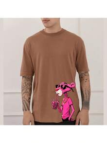 Pink Panther New Arrival Unisex Cotton Tumblr Streetwear T-Shirt - 鏽棕色 - 查看 1