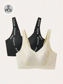 2 حزمة من حمالات صدر حرف BC للنساء متعددة الألوان، حمالات مريحة خفيفة الوزن بدون سلك، مع دعم من الجوانب، جودة عالية - متعدد الألوان - مشاهدة 1