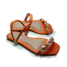 Flat Sandals With Rhinestones, Casual Flip-Flops, Cheap, Various Colors, Summer 2022, Comfortable - 藍色 - 查看 2